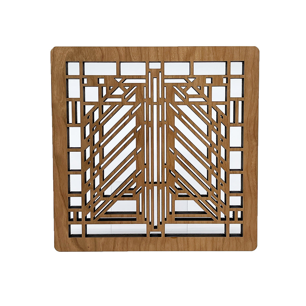 CoasterStone Frank Lloyd Wright Chevron Design Coasters - Set Of 4, Absorbent Stone, Cork Backed, 4.25" Diameter