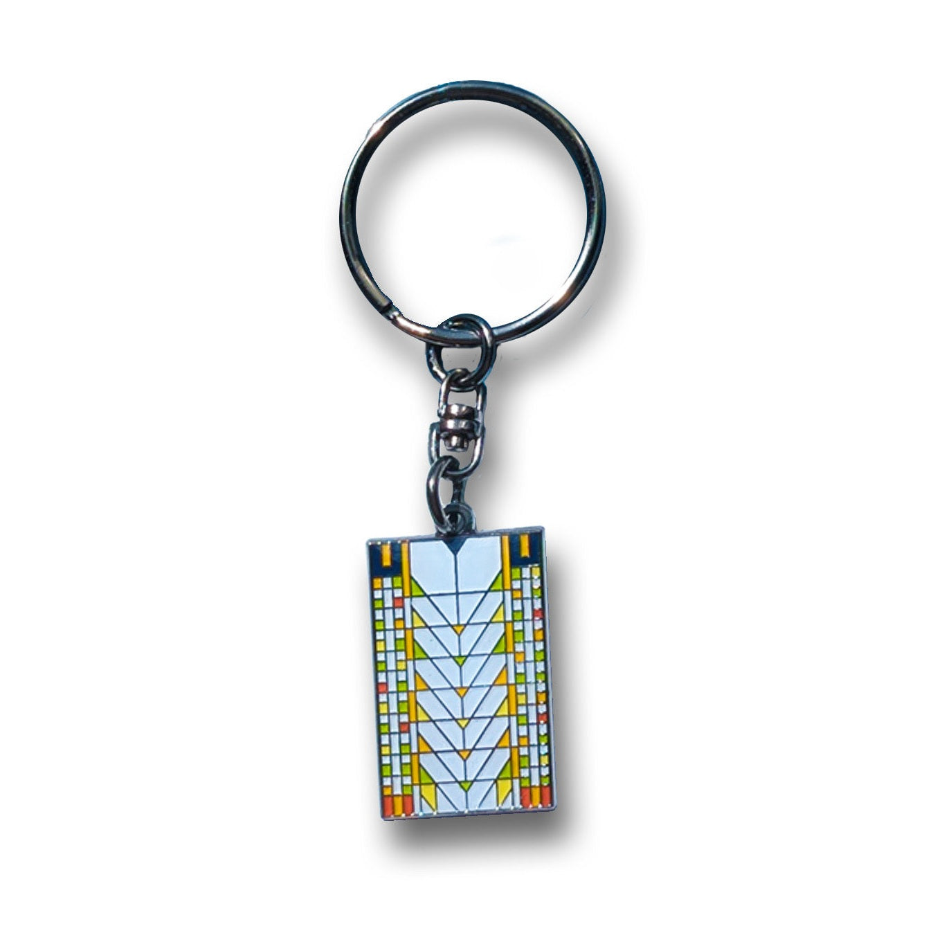 Keychain with geometric design on a white background