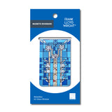 Magnetic bookmark packaging with Frank Lloyd Wright design on a white background