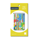 Magnetic bookmark with colorful design on a yellow packaging