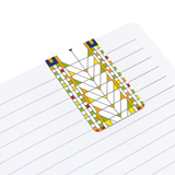 Colorful geometric designed magnetic bookmark on lined paper