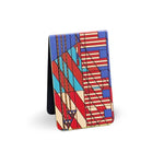 Colorful geometric patterned magnetic bookmark on a white background