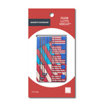 Magnetic bookmark with geometric design packaging on a white background