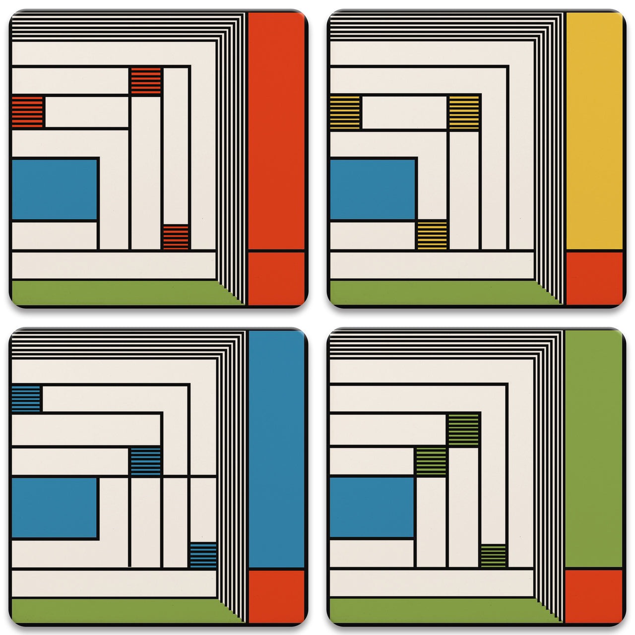 Price House Rug Coasters, tops of four in set