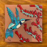 Hummingbird with Ocotillo 6" x 6" Tile