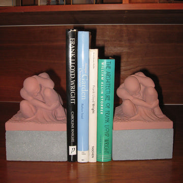 Boulder Bookends (Pair) shown with books in between.