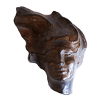 Woman Portrait Brown Shelf Sculpture by Heloise Crista.