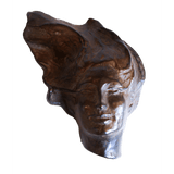 Woman Portrait Brown Shelf Sculpture by Heloise Crista.