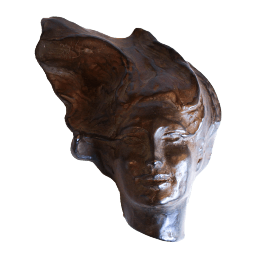 Woman Portrait Brown Shelf Sculpture by Heloise Crista.