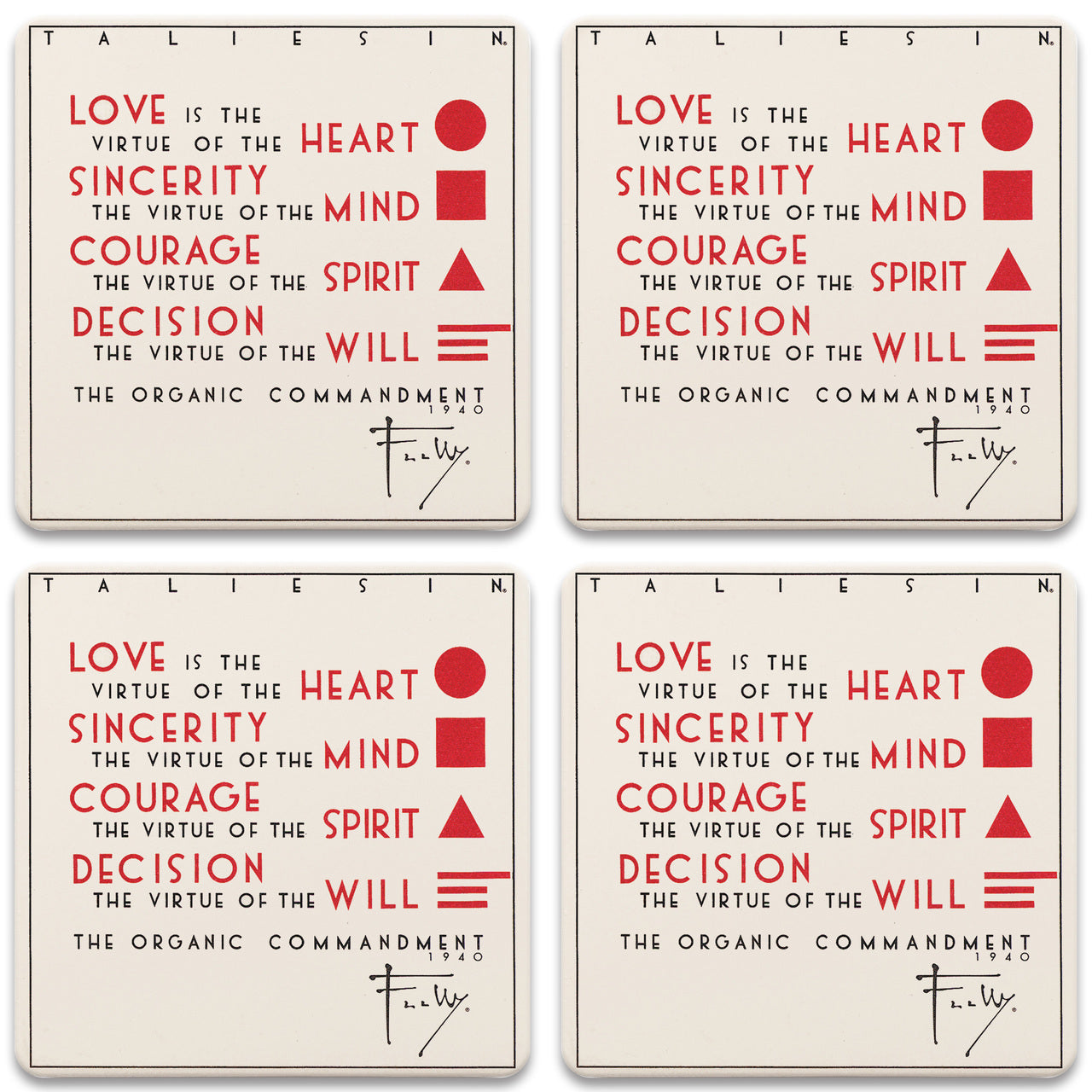 Organic Commandment Coasters, Set of 4