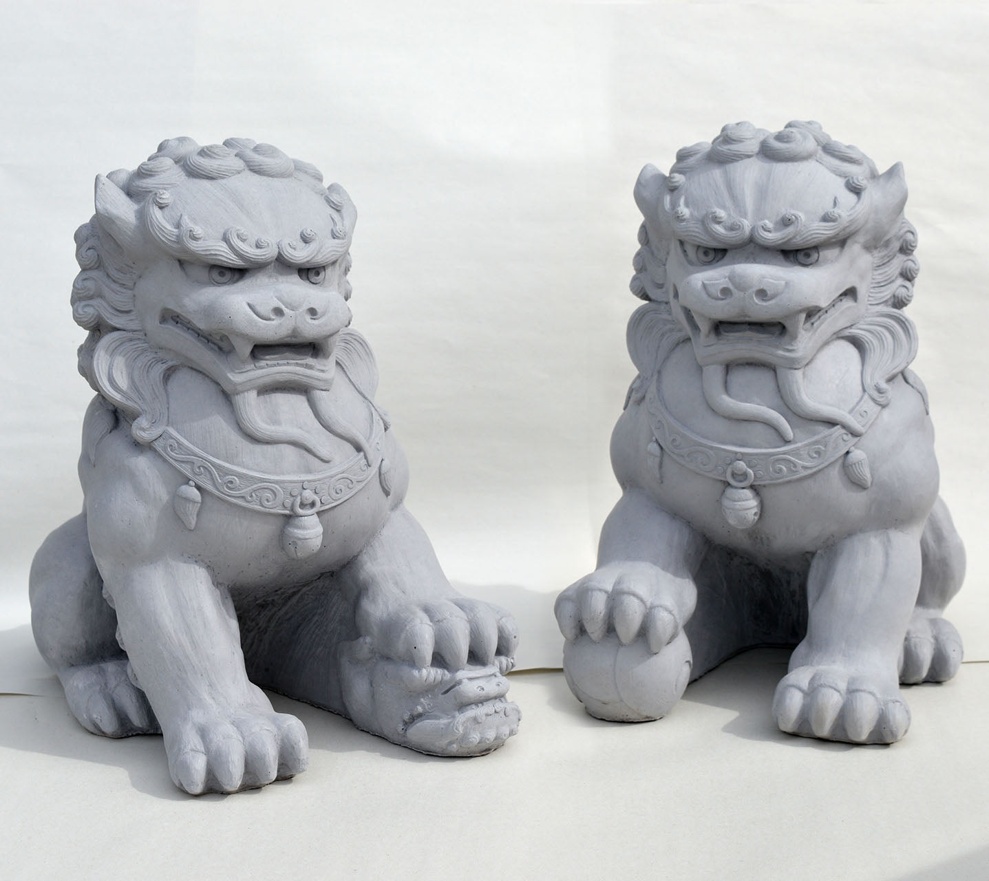 Fu Dog Pair, Antique Gray.