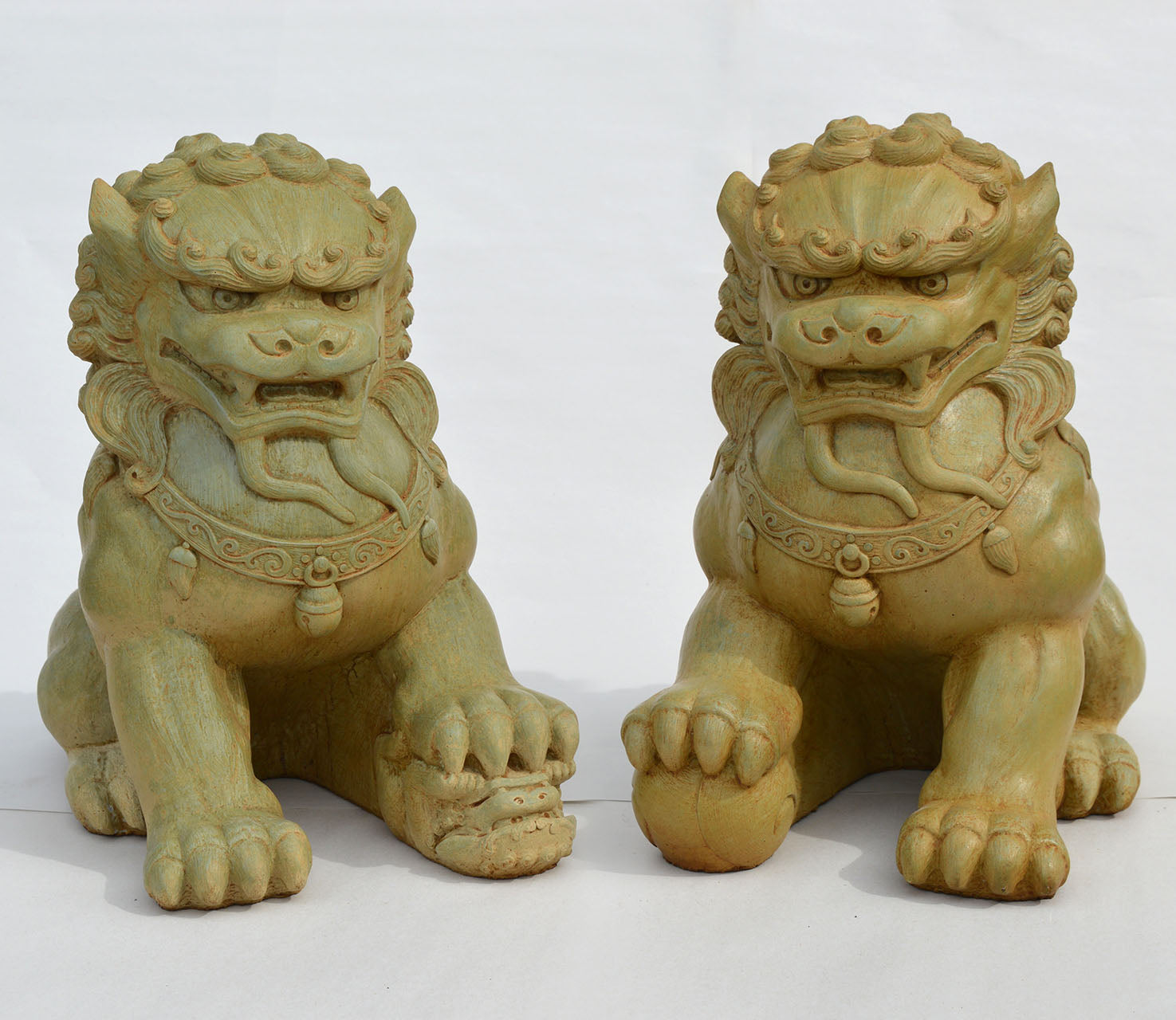 Fu Dog Pair, Weathered Bronze.