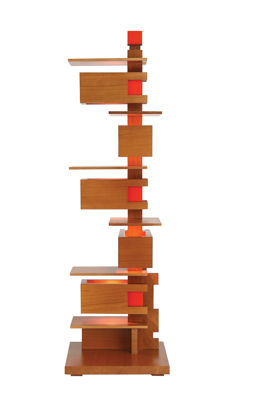 Taliesin 3 Table Lamp, side view, cherry stain