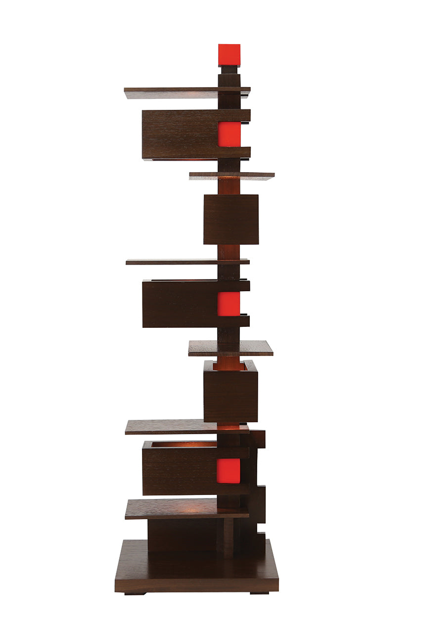 Taliesin 3 Table Lamp, side view, walnut stain