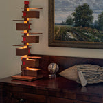 Taliesin 3 Lamp, cherry stain, in home setting
