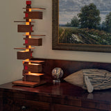 Taliesin 3 Lamp, cherry stain, in home setting