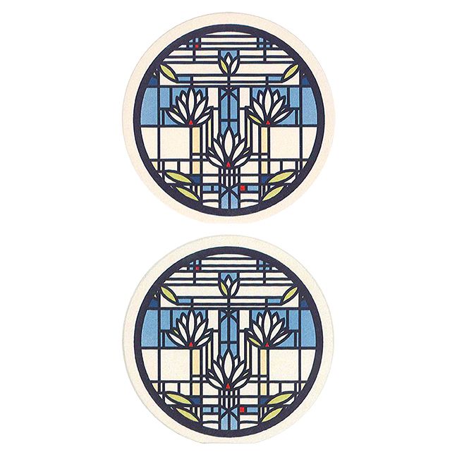 Waterlilies Car Coasters, tops of two in set
