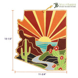 Arizona State Shaped Painted Serving and Cutting Board with Artwork by Summer Stokes