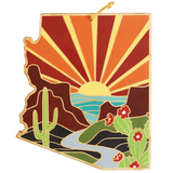 Arizona State Shaped Painted Serving and Cutting Board with Artwork by Summer Stokes