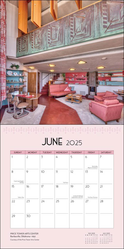 Frank Lloyd Wright Architecture 2025 Wall Calendar