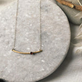 Curved Brass Bar Carnelian Necklace