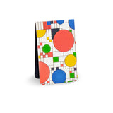 Colorful geometric patterned magnetic bookmark on a white background