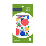 Magnetic bookmark packaging with colorful design on a green background