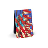 Colorful geometric patterned magnetic bookmark on a white background