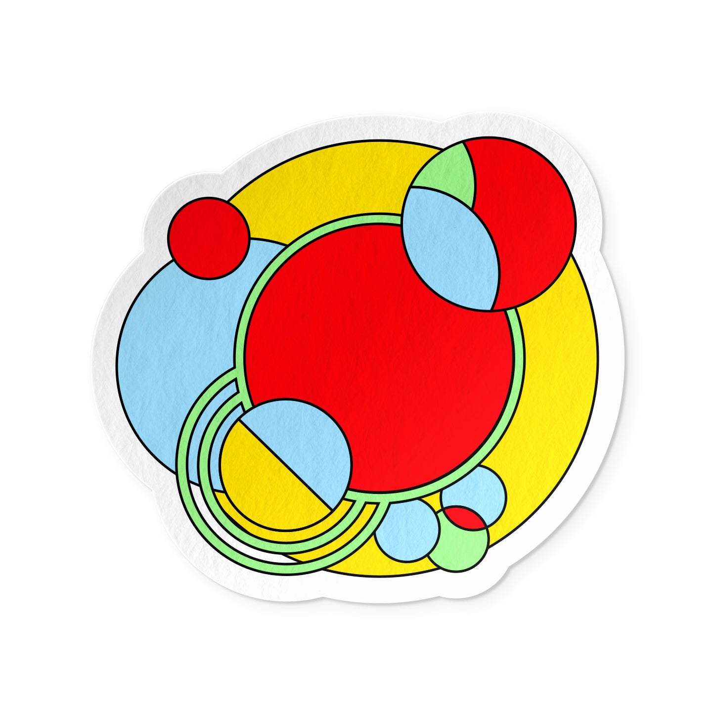Colorful circular design with intersecting circles on a white background