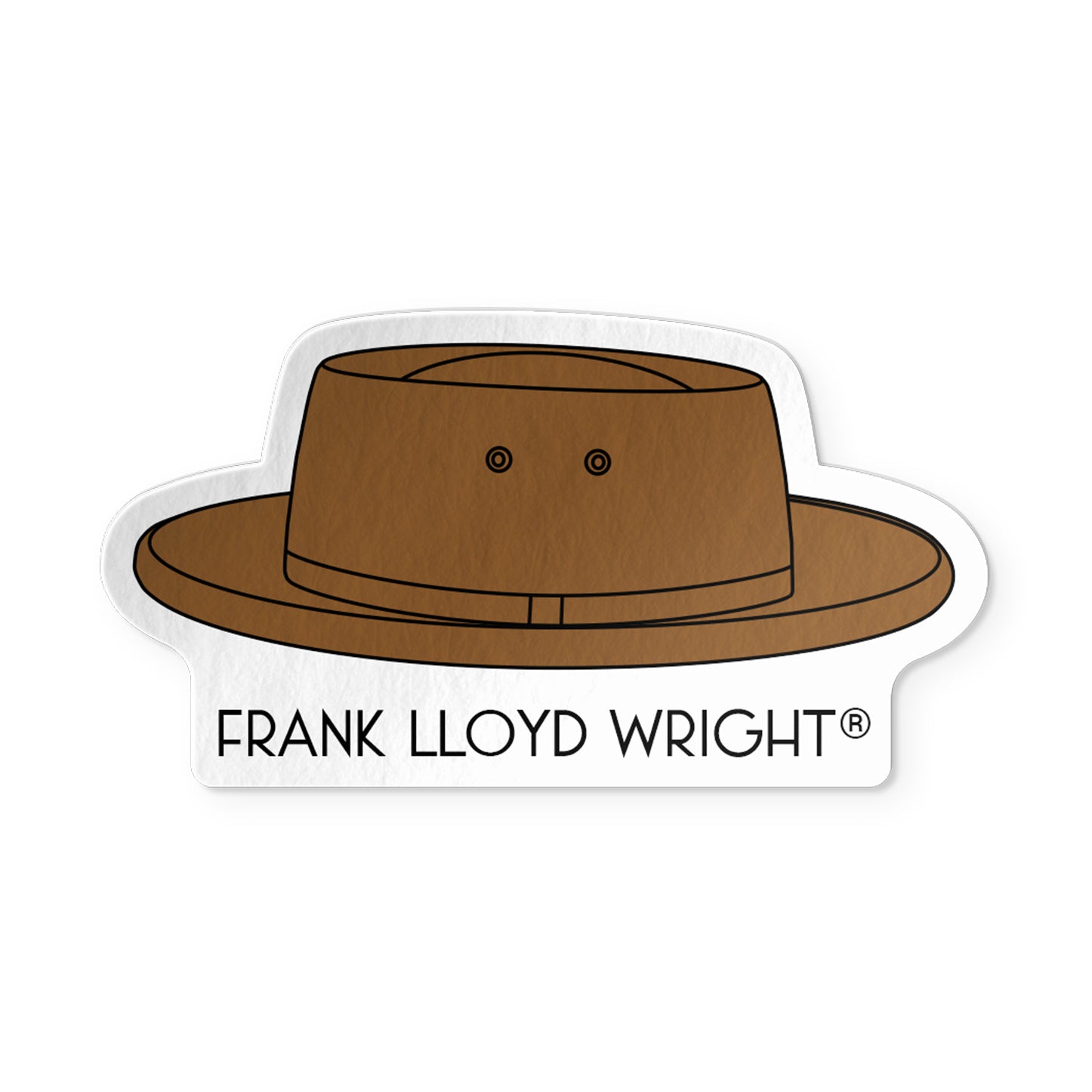 Brown hat with 'Frank Lloyd Wright' text on a white background