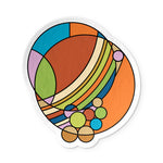 Colorful abstract design with circular shapes on a white background