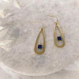 Lapis Brass Teardrop Earrings