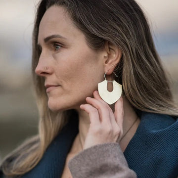 Modern Madini Brass Shield Earrings