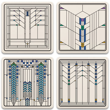 Ennis House Windows Coasters, Set of 4