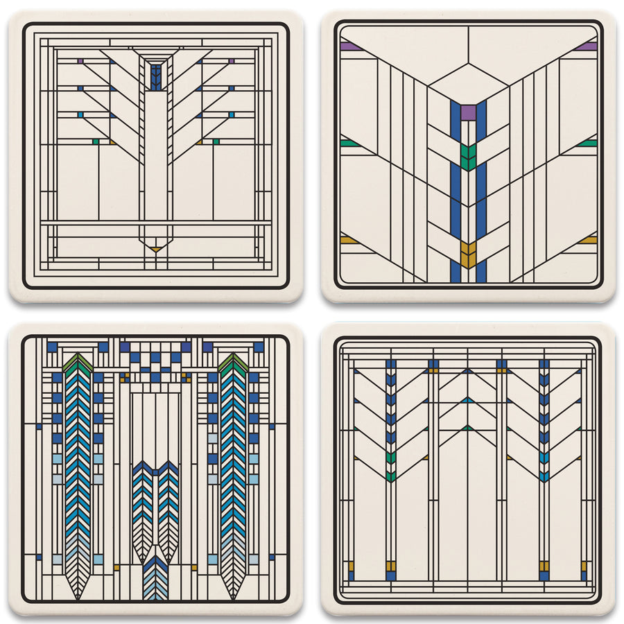 Ennis House Windows Coasters, Set of 4