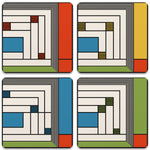 Price House Rug Coasters, tops of four in set