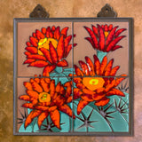 Hedgehog Blooms on Terra Cotta 12" x 12" Mural