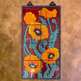 Poppies on Red - Left 12" x 24" Mural