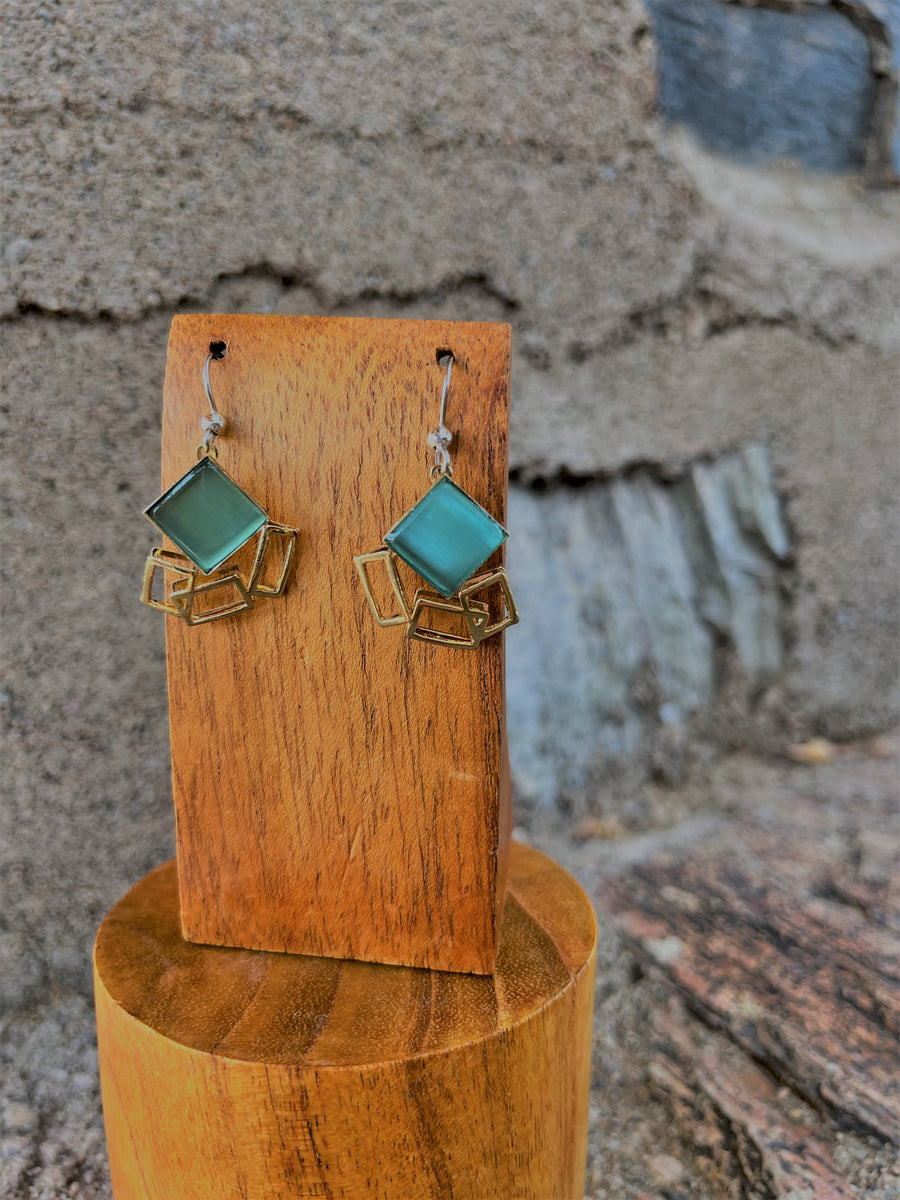 Seafoam Squares - Hook Earrings