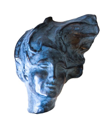Woman Portrait Blue Shelf Sculpture by Heloise Crista.