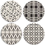 Black and White Patterns Coasters, tops of four in  set
