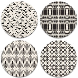 Black and White Patterns Coasters, tops of four in  set
