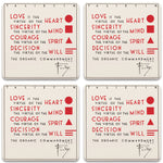 Organic Commandment Coasters, tops of four in set