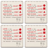 Organic Commandment Coasters, tops of four in set