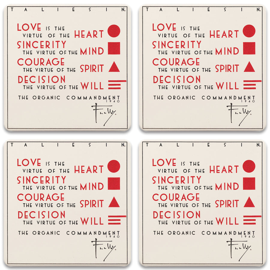Organic Commandment Coasters, tops of four in set