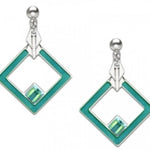 May House Earrings, sea glass teal with sea glass teal beads