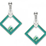 May House Earrings, sea glass teal with sea glass teal beads