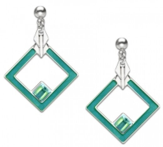 May House Earrings, sea glass teal with sea glass teal beads