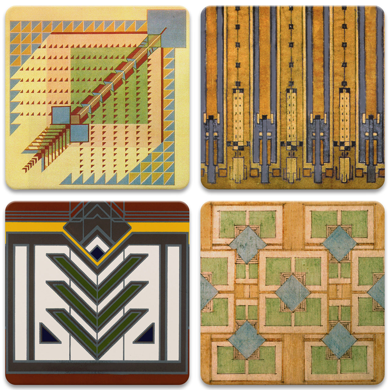 Rug Designs Square Coasters, Set of 4 – Frank Lloyd Wright Foundation