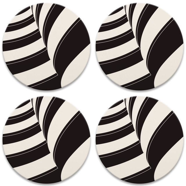 Spiraling Ramps Coasters, tops of four in set